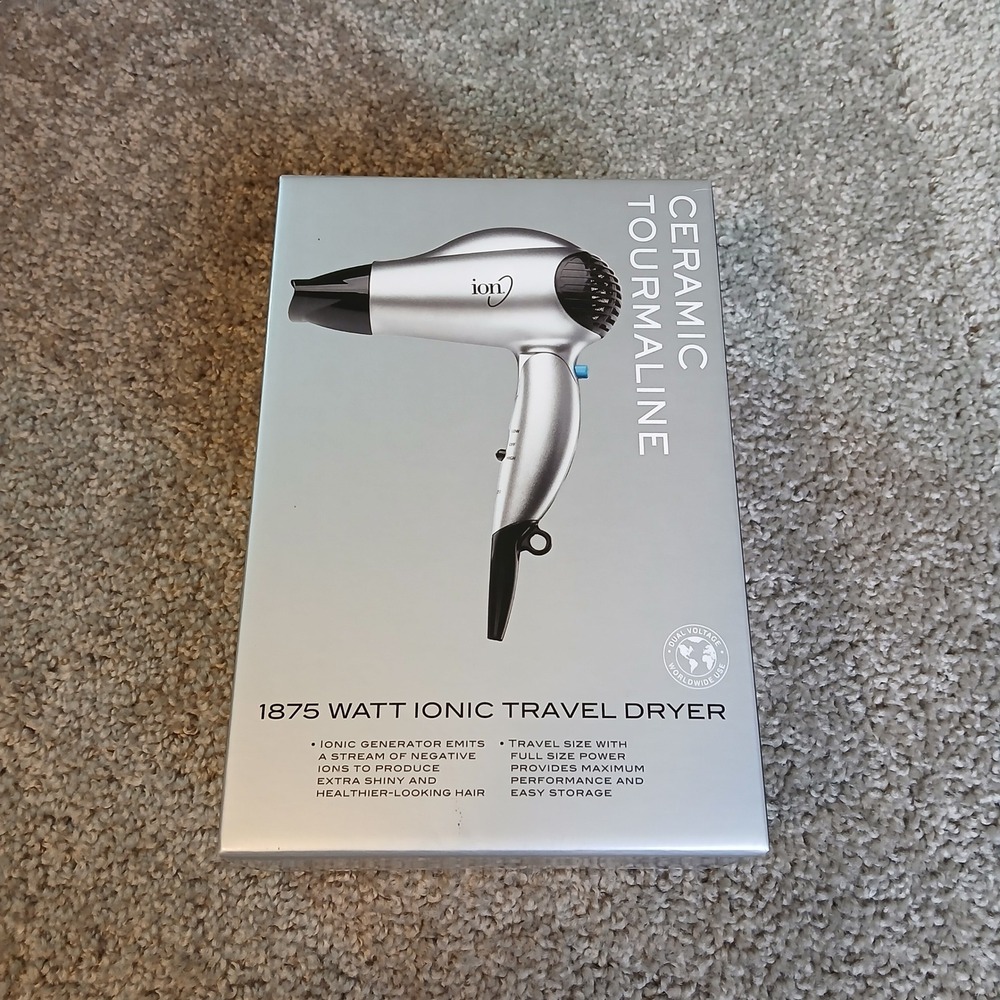Ion Ceramic Tourmaline 1875 Watt Ionic Travel Dryer Dual Voltage Folding Handle